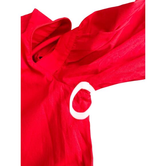 Amanda Uprichard Red Collared Cutot Shoulder Basic Button Up Blouse Size Small - Picture 3 of 13